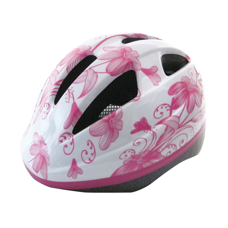 Kid helmet out-mould XS (48-52) white-flower graphic