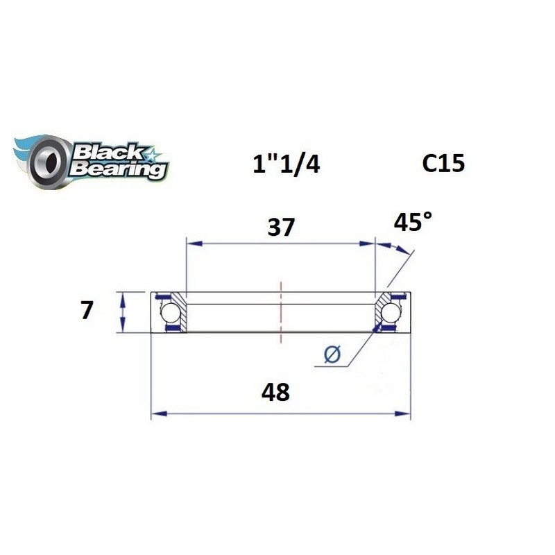 Cuscinetto di Ricambio Sterzo 37x48x7mm 45 / 90