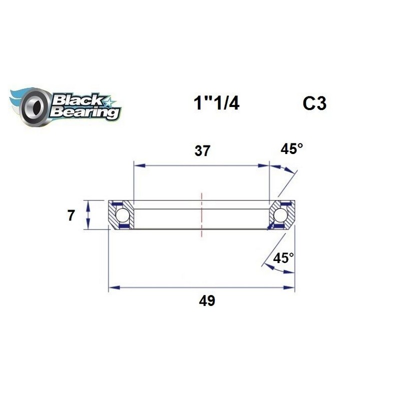 Cuscinetto di Ricambio Sterzo 37x49x7mm 45 / 45