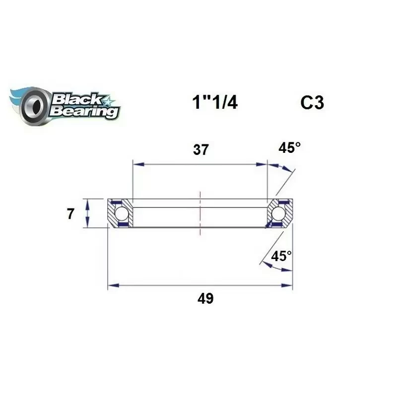 Cuscinetto di Ricambio Sterzo 37x49x7mm 45 / 45 - image