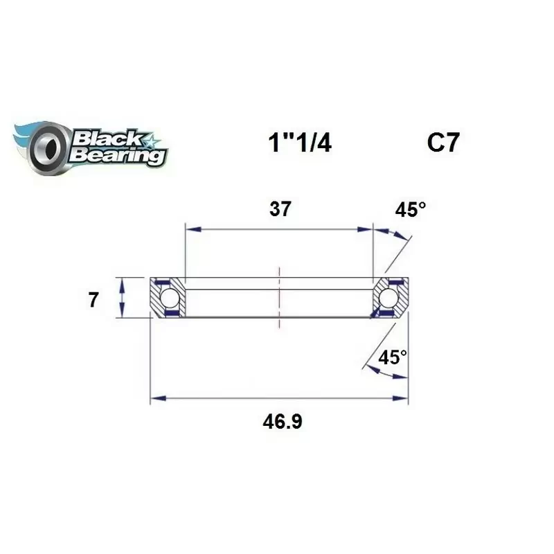 Cuscinetto di Ricambio Sterzo 37x46.9x7mm 45 / 45 - image