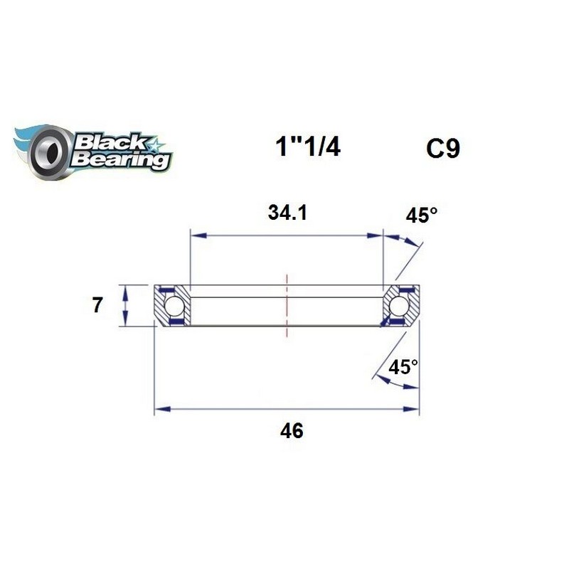 Cuscinetto di Ricambio Sterzo 34.1x46x7mm 45 / 45