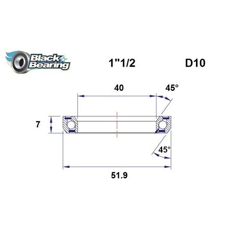 Cuscinetto di Ricambio Sterzo 40x51.9x7mm 45 / 45