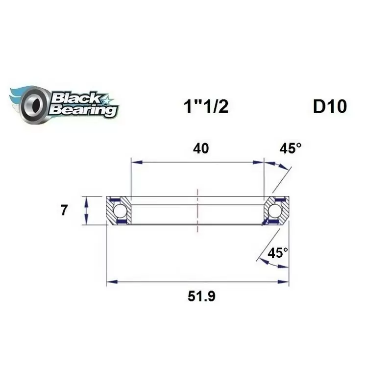 Cuscinetto di Ricambio Sterzo 40x51.9x7mm 45 / 45 - image