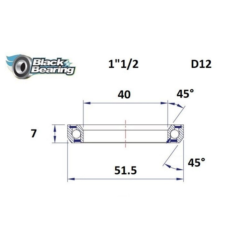 Cuscinetto di Ricambio Sterzo 40x51.5x7mm 45 / 45