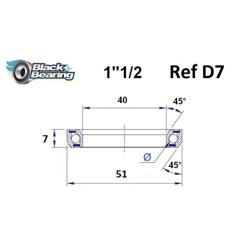 Cuscinetto di Ricambio Sterzo 40x51x7mm 45 / 45