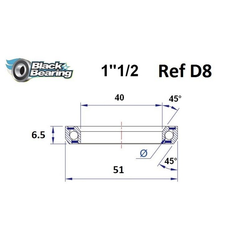 Cuscinetto di Ricambio Sterzo 40x51x6.5mm 36 / 45