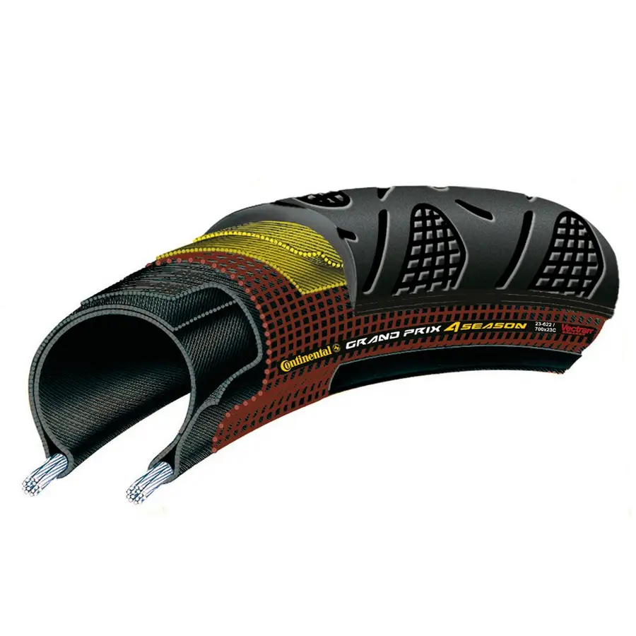 Pneu Grand Prix 4-Season 700x25c Duraskin Câmara de Ar Dobrável Preto - image