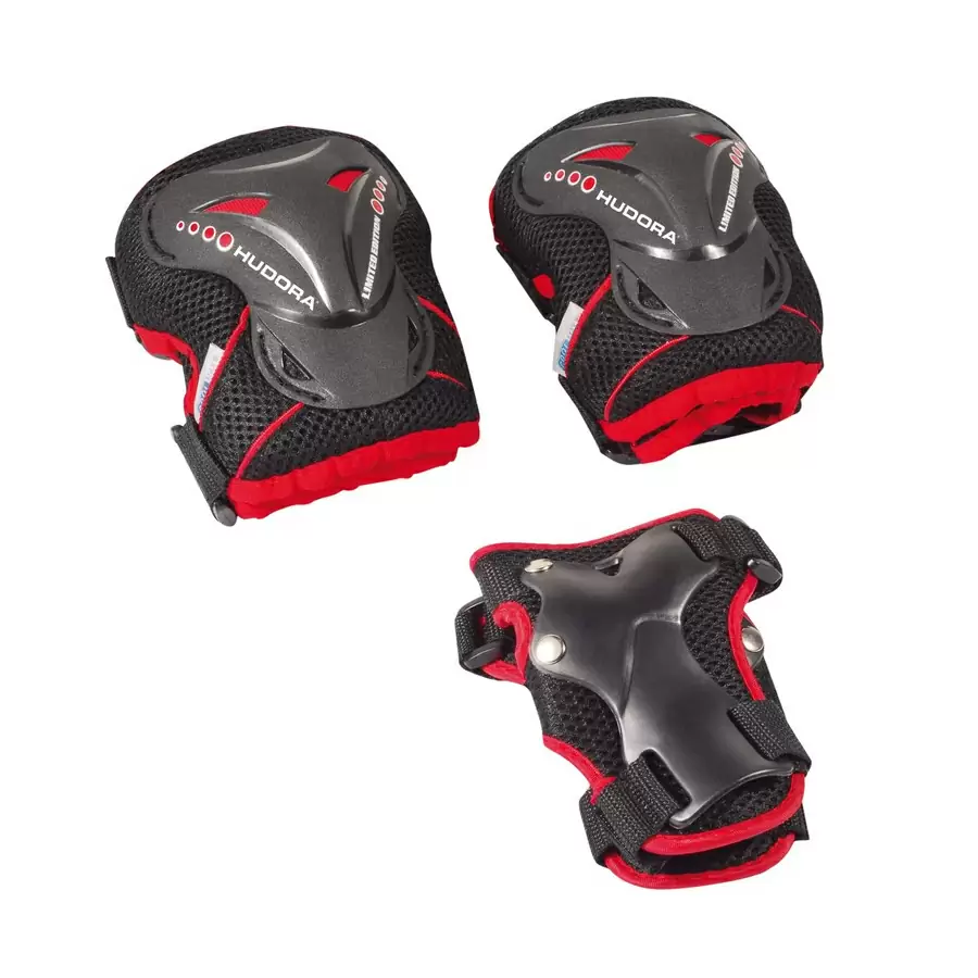 set de protections pour scooter et inliner noir/rouge taille s - image
