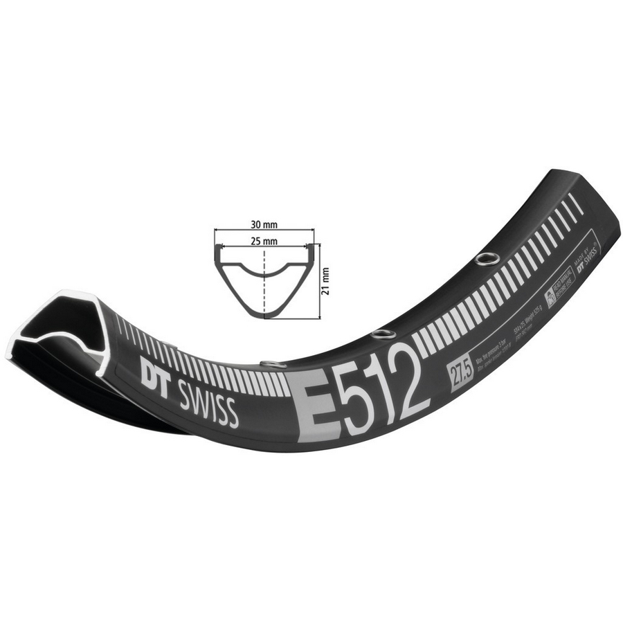 Llanta E512 27,5'' negra 584-25 TL Ready 28 agujeros