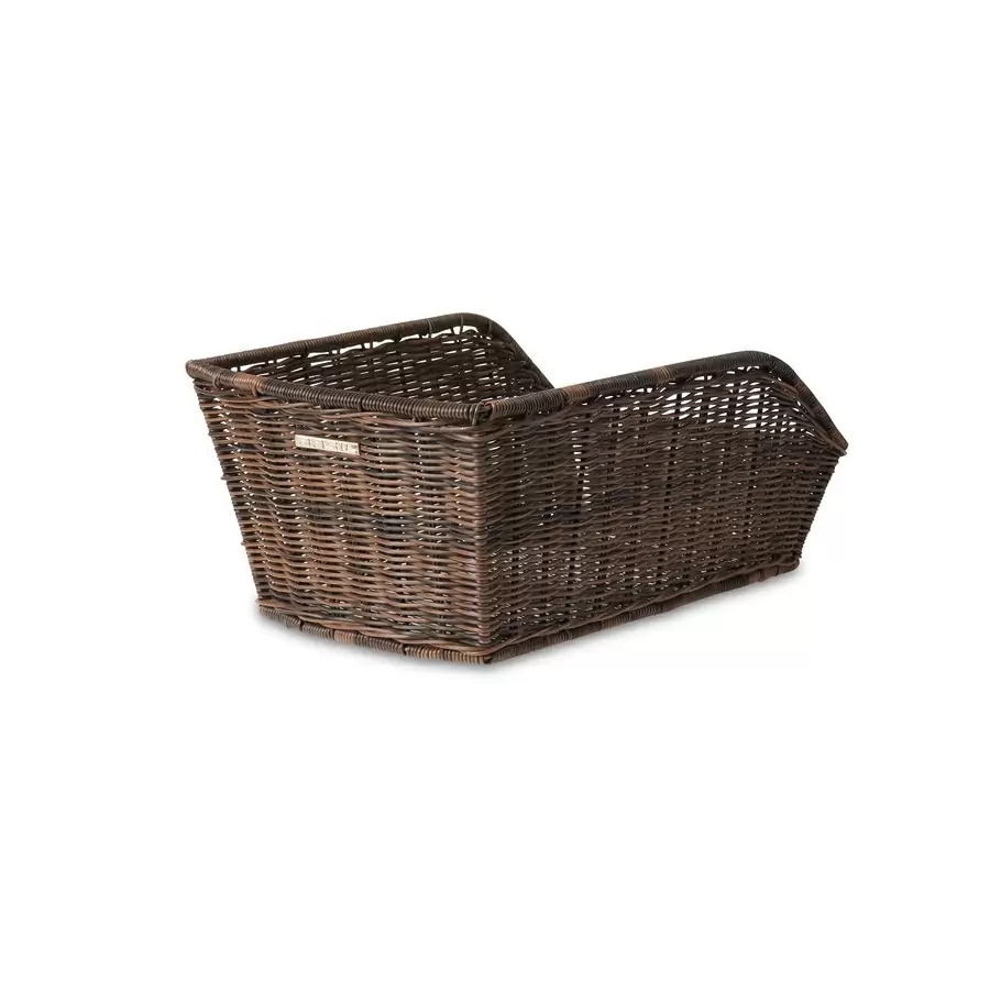 Rear Wheel Basket Cento Rattan Look Plastic Close-mesh Fixed Mounting Dark Brown - image