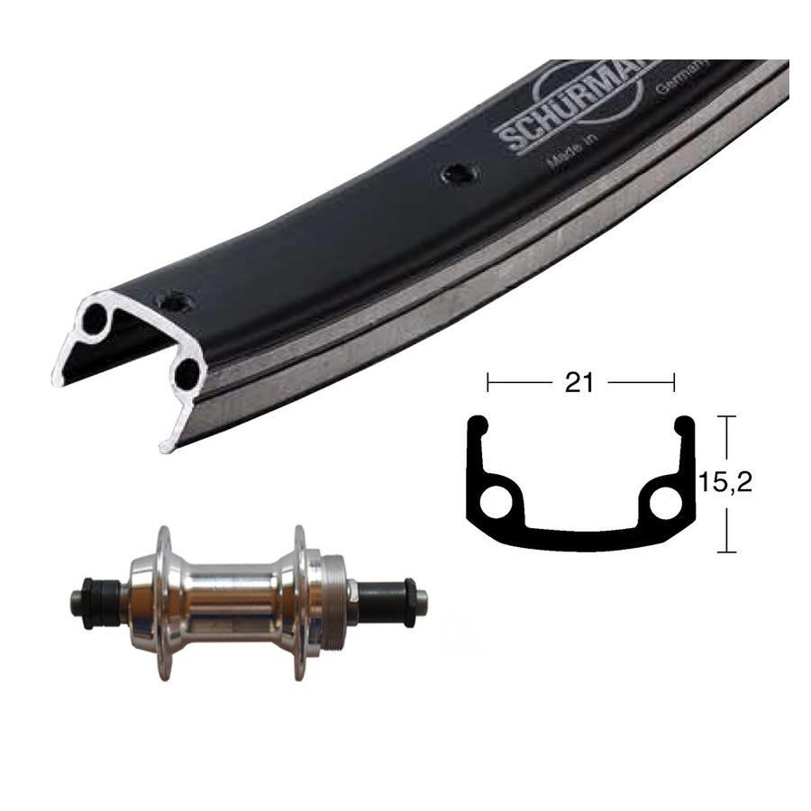 Rueda Trasera Completa 26'' x 1.90 6/7v Cierre Rápido Negro/Plata