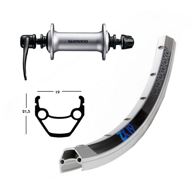 Rueda delantera 26x1.75 '' QR100 mm Exal ZX 19 Plata