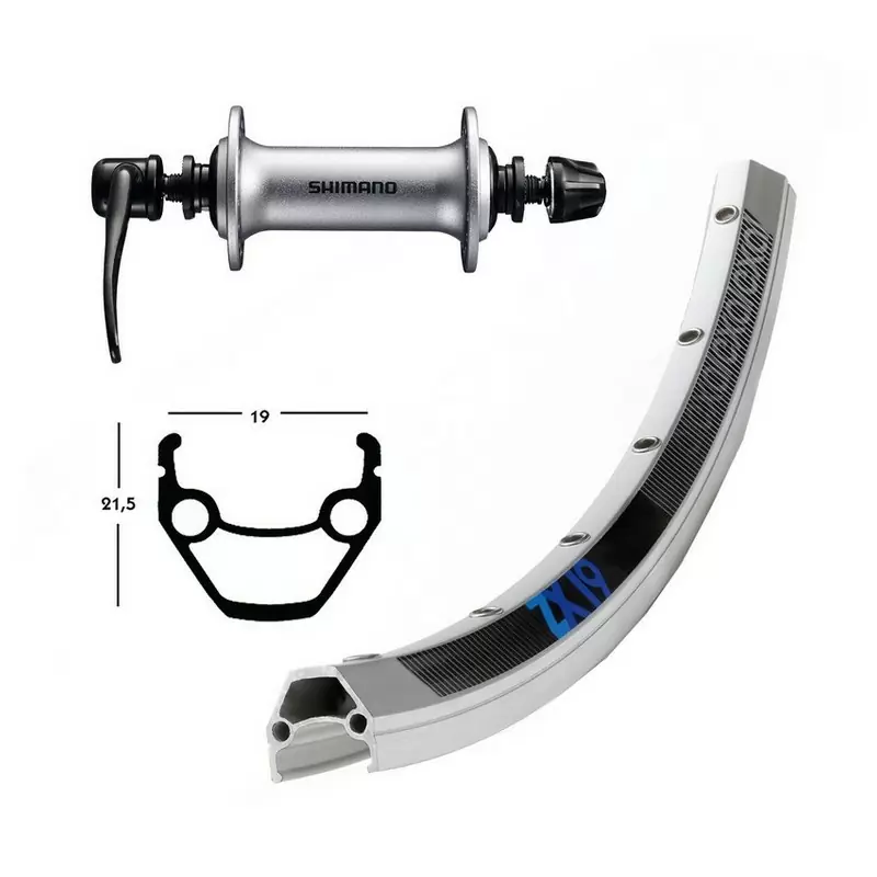 Rueda delantera 26x1.75 '' QR100 mm Exal ZX 19 Plata - image
