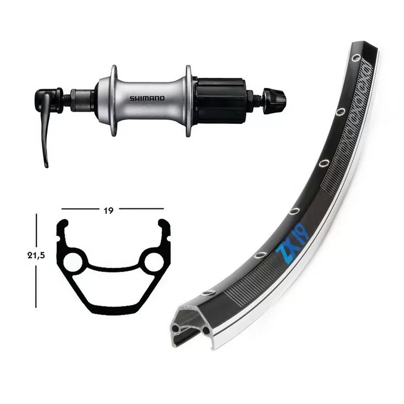 Rueda trasera 26x1.75 '' QR135 mm 8V Exal ZX 19 Plata - image