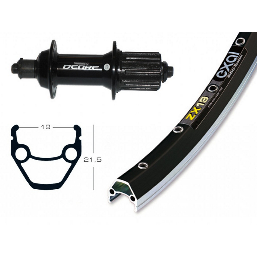 Rueda Trasera Completa 26'' x 1.90 EXAL ZX 19 8/9v Cierre Rápido Negro