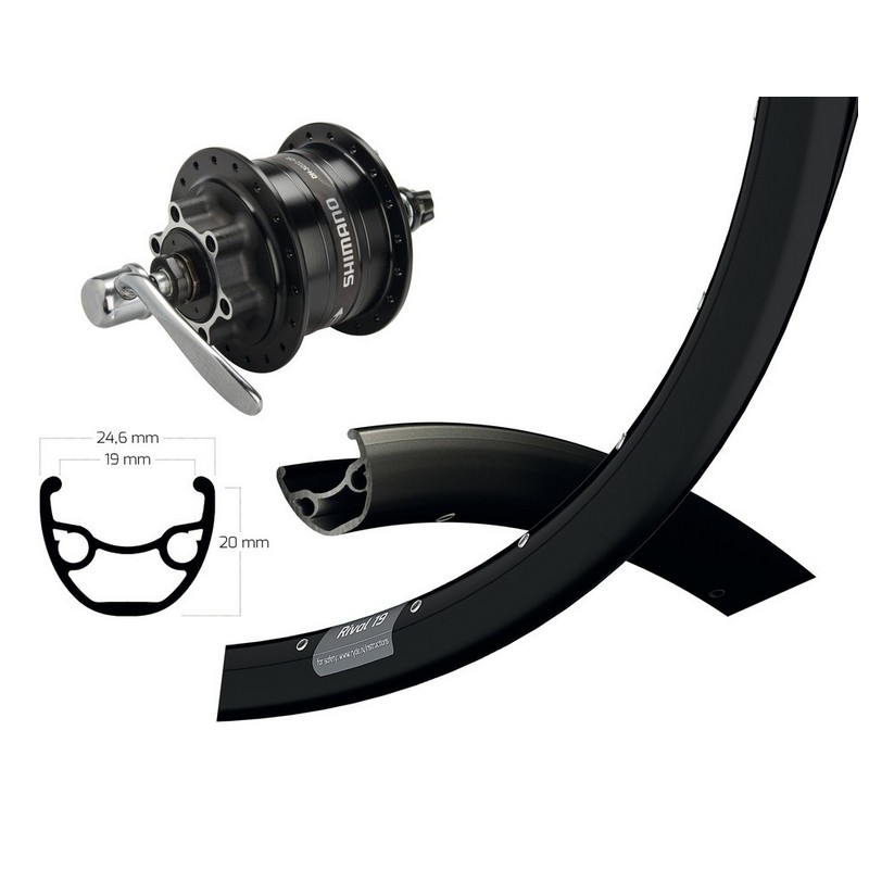 Rueda delantera 29 '' Dinamo DH3D32 Ryde Rival 19 QR100 mm Disco negro