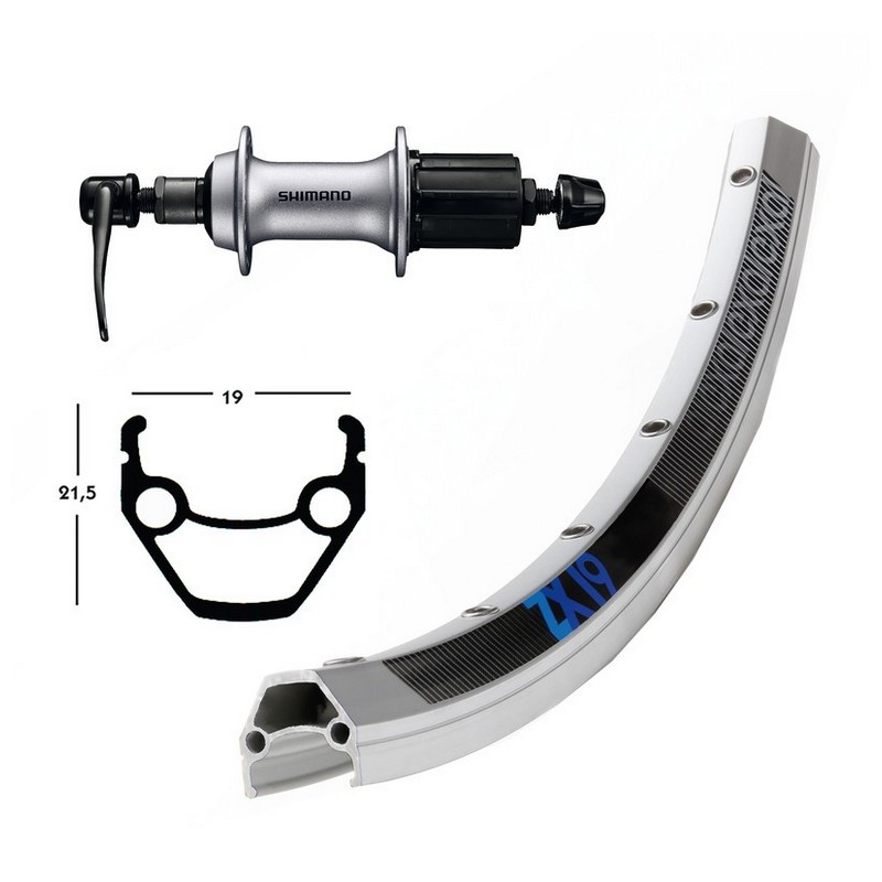 Rueda trasera 28x1.75 '' QR135 mm 8V Exal ZX 19 Plata