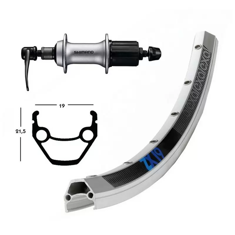 Rueda trasera 28x1.75 '' QR135 mm 8V Exal ZX 19 Plata - image
