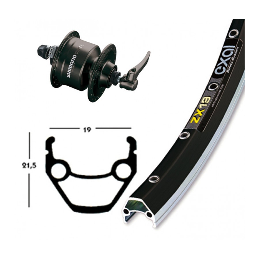 Front wheel 28x1.75 hub dynamo shimano DH-3N72 36h qr black
