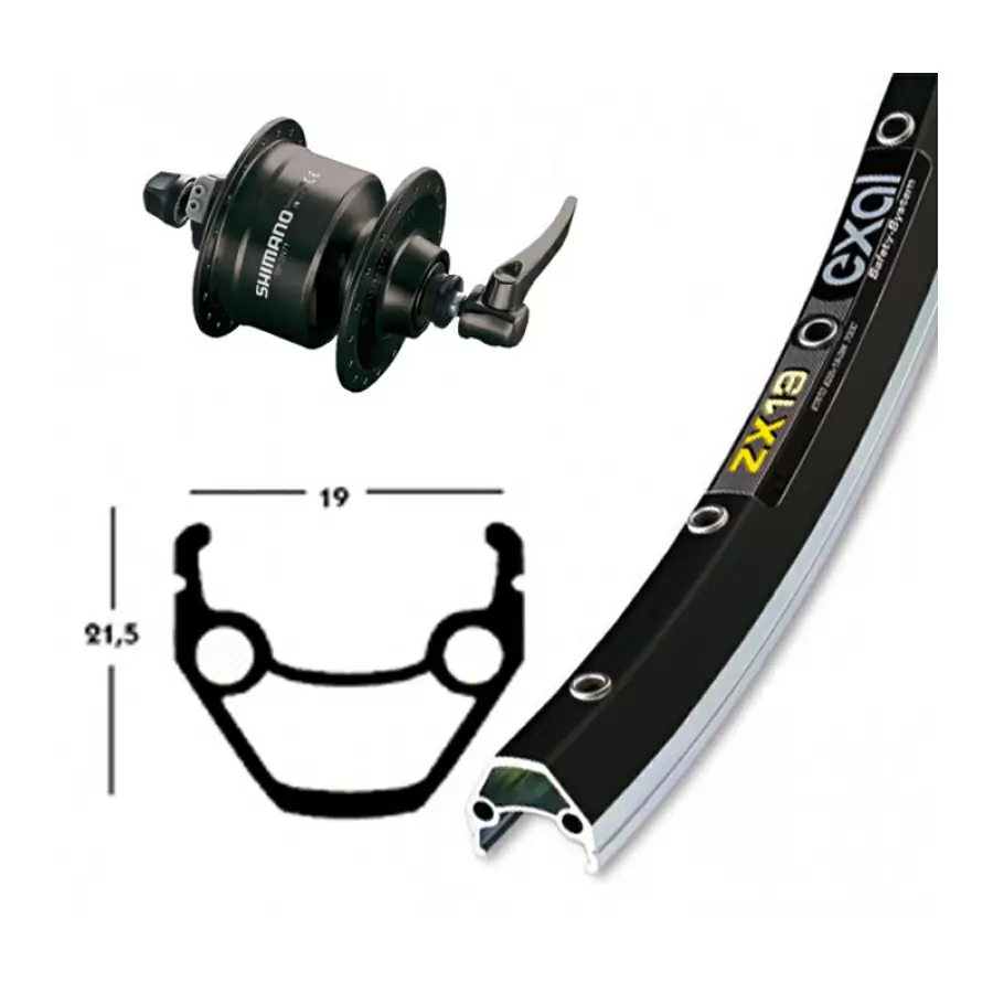 Front wheel 28x1.75 hub dynamo shimano DH-3N72 36h qr black - image