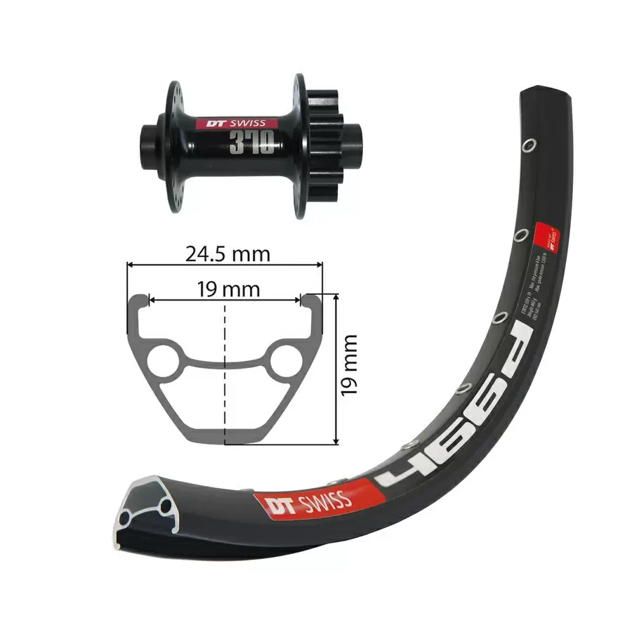 Complete Front Wheel 27.5'' DT-Swiss 466D Disc Brake Tubeless Ready Thru Axle 15mm - image