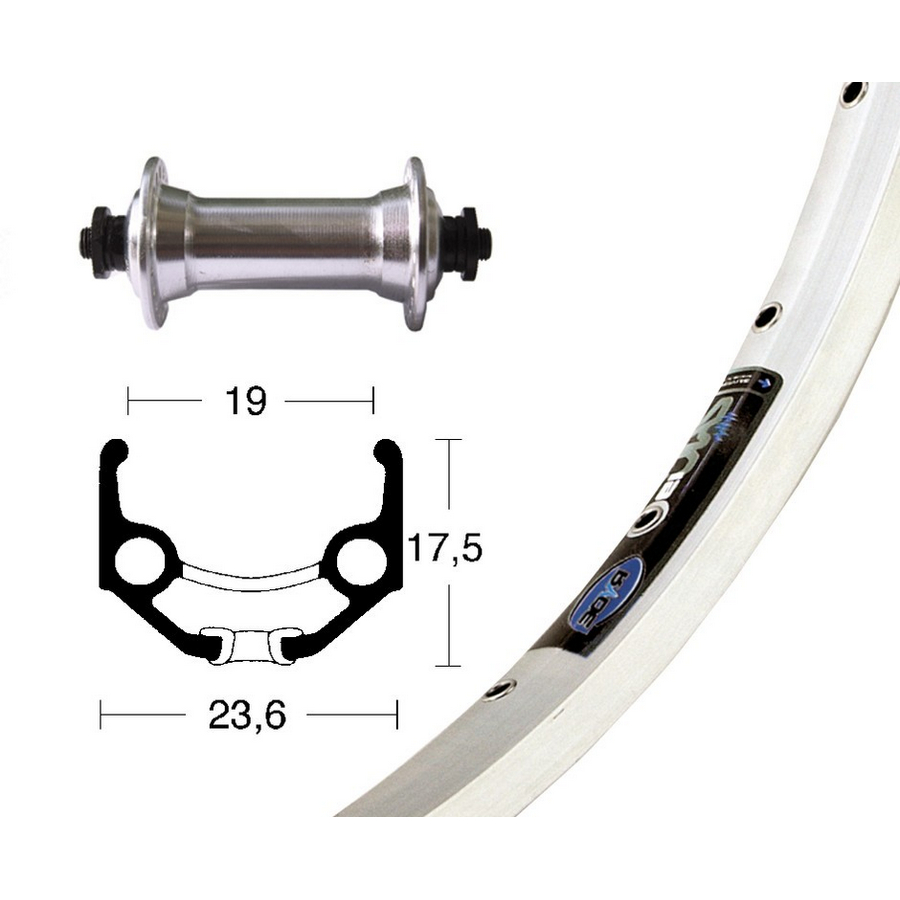 Rueda Delantera Completa 28 x 1.75 Rigida Zac 19 Quick Release Plata