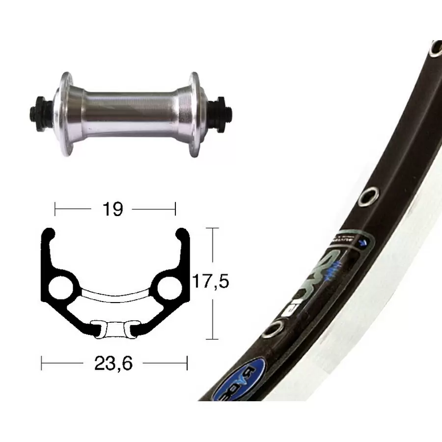 Rueda Delantera Completa 28" x 1.75 Rigida Zac 19 Quick Release Negro/Plata - image