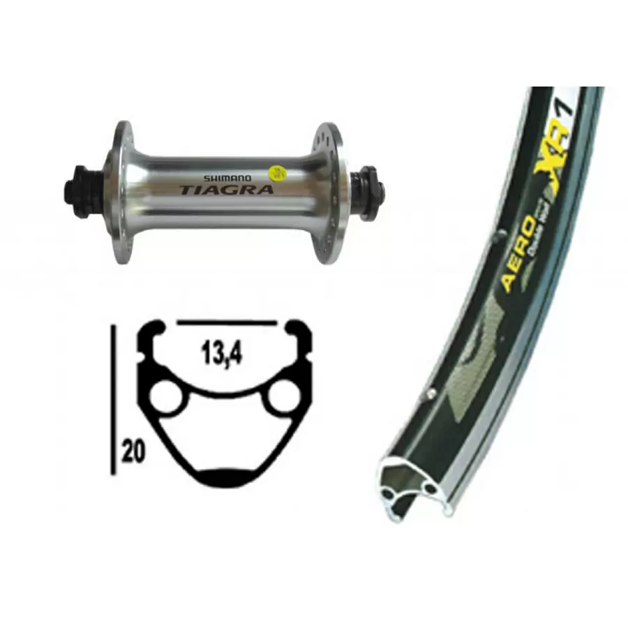 Ruota Anteriore Completa 28'' 700C Exal XR1 Mozzo Tiagra Sgancio Rapido Nero/Argento - image