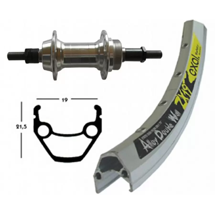 Rueda Trasera Completa 26'' x 1.90 EXAL ZX 19 6/7s Rigida Plata - image