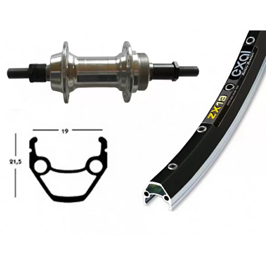 Rueda Trasera Completa 26'' x 1.90 EXAL ZX 19 6/7v Stiff Negro/Plata - image
