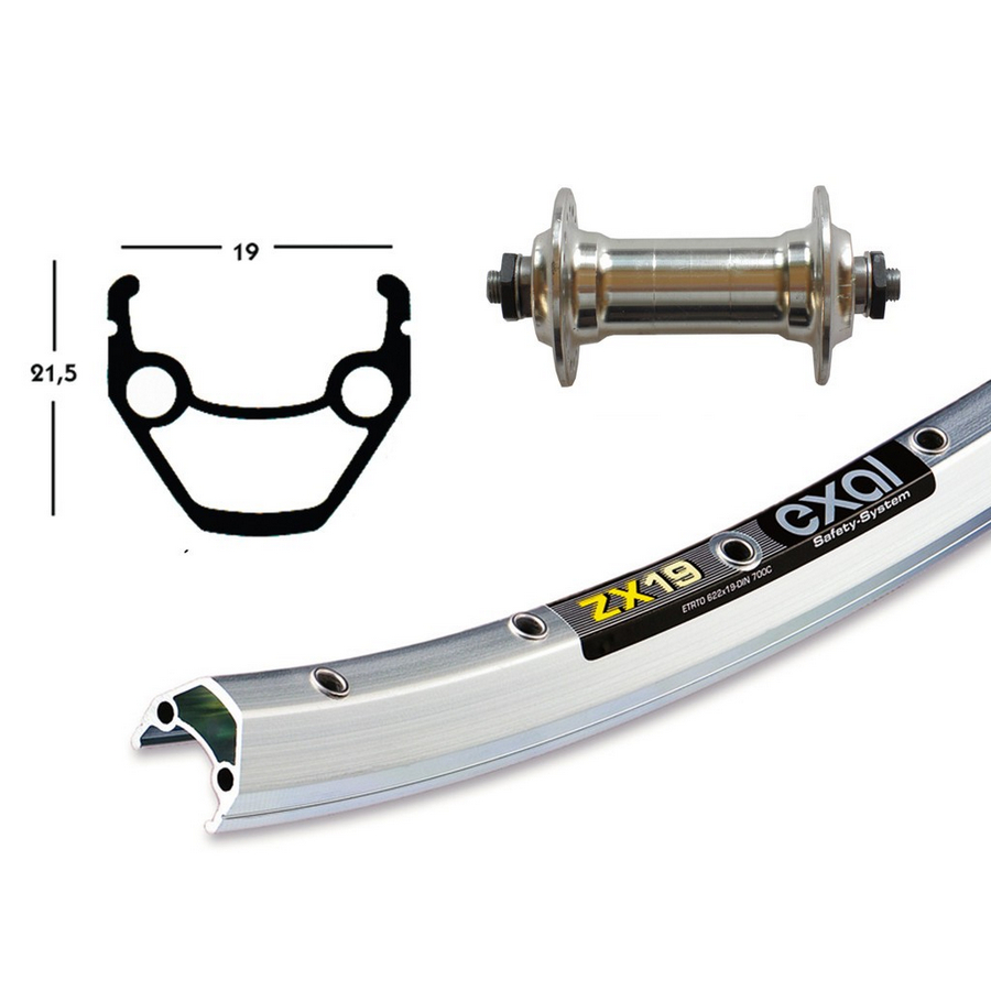 Komplettes Vorderrad 28'' x 1,75 EXAL ZX 19 Schnellspanner