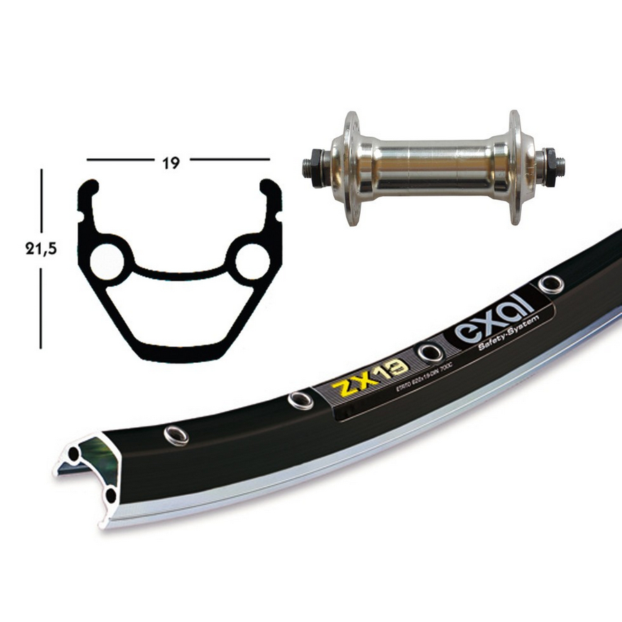 Rueda Delantera Completa 28'' x 1.75 EXAL ZX 19 Quick Release Negra