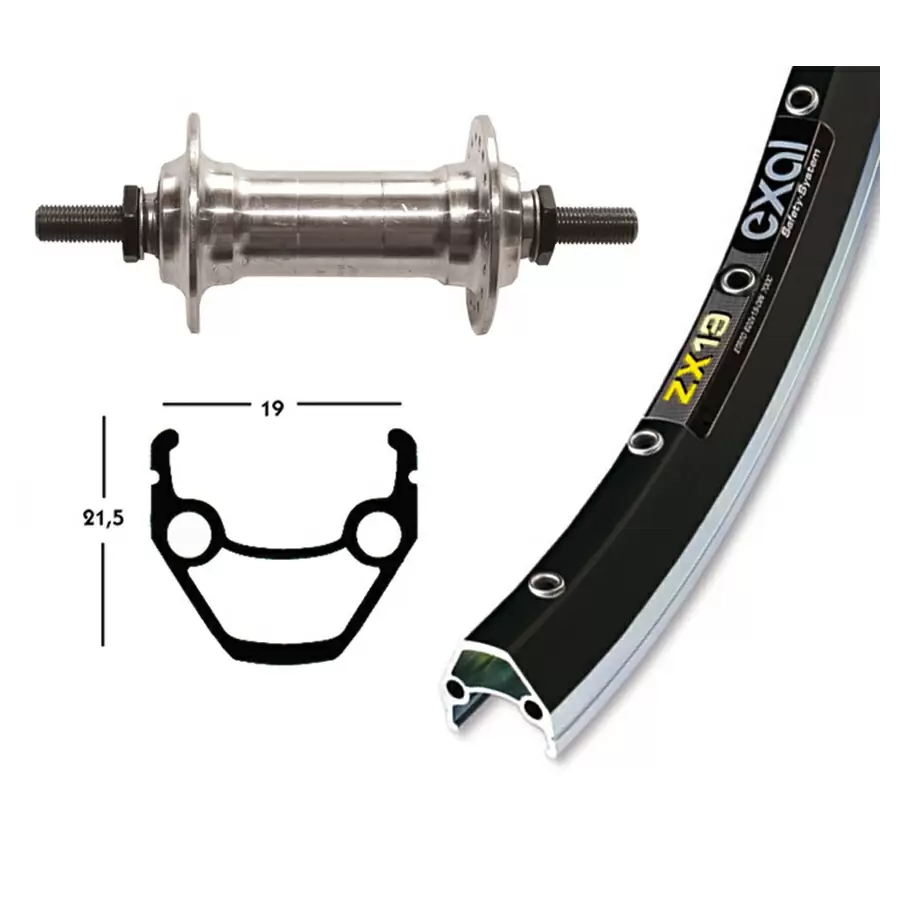 Rueda Delantera Completa 28'' x 1.75 EXAL ZX 19 Rigida Negra - image