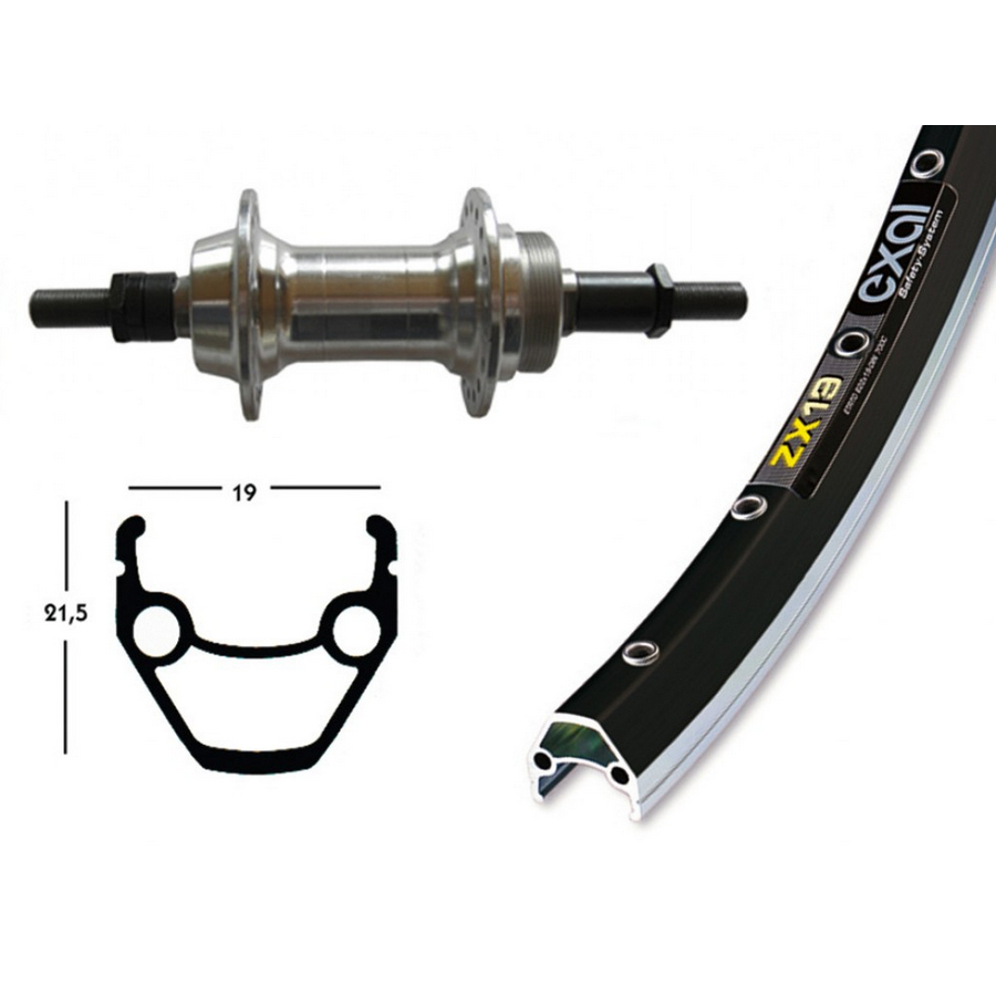Rueda Trasera Completa 28'' x 1.75 EXAL ZX 19 6/7/8v Rigida Plata
