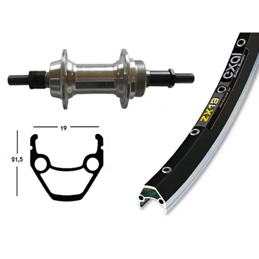 Rueda Trasera Completa 28'' x 1.75 EXAL ZX 19 6/7/8v Rigida Plata - image
