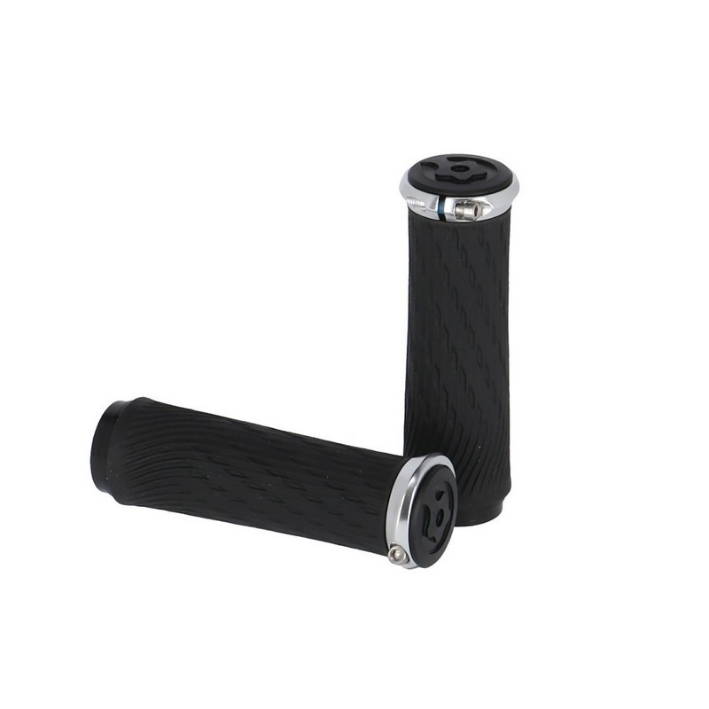Par de puños de bloqueo para maneta de cambio negro/plata 100mm