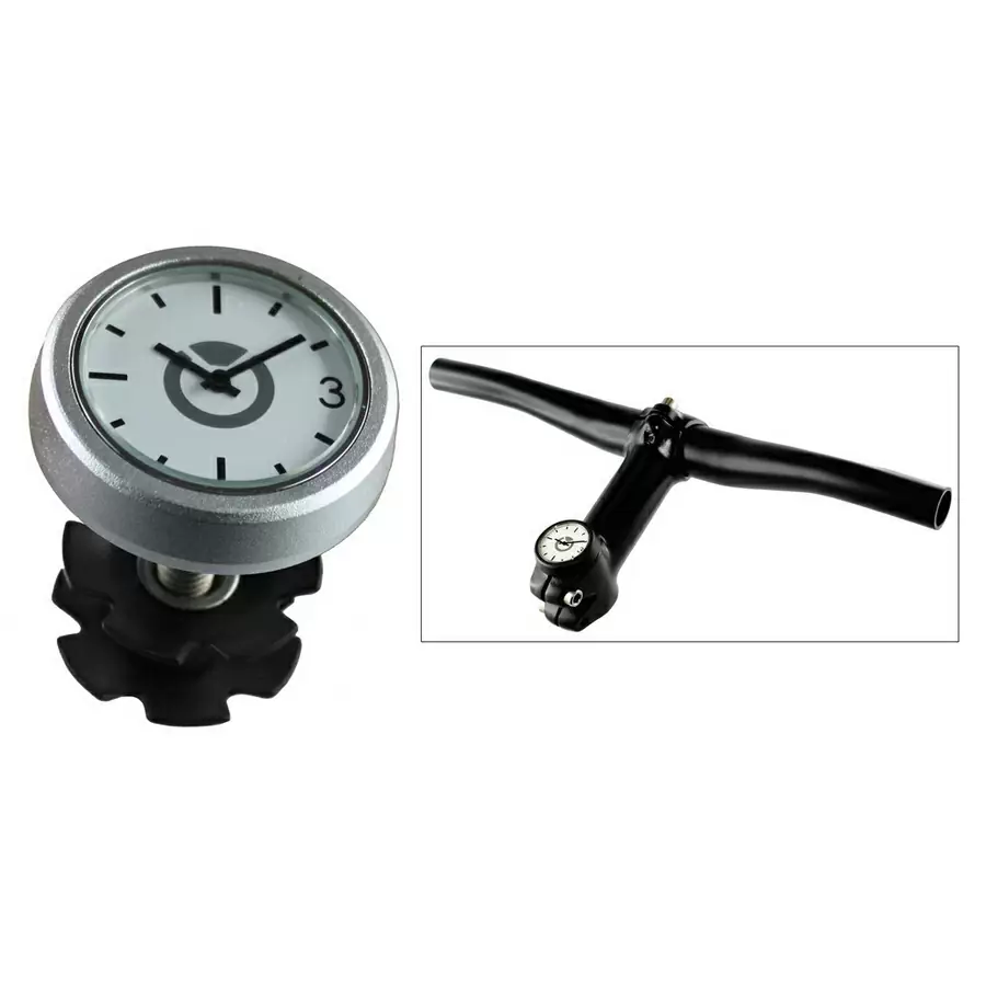 Ahead Top Cap 1-1/8'' Steuersatz mit Analoguhr Silber - image