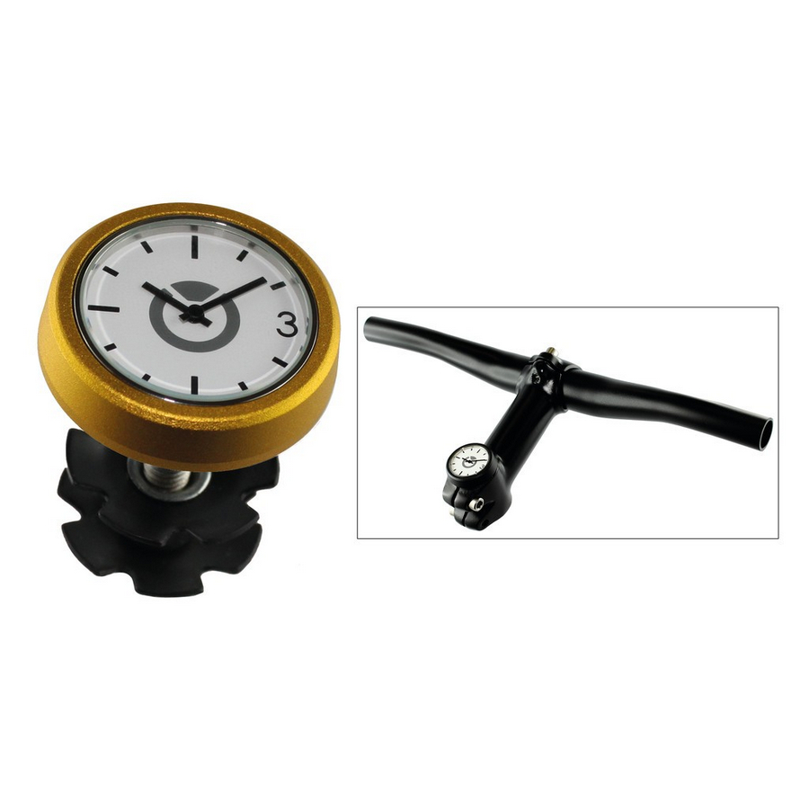 Ahead top cap 1-1/8'' headset with analogue clock gold