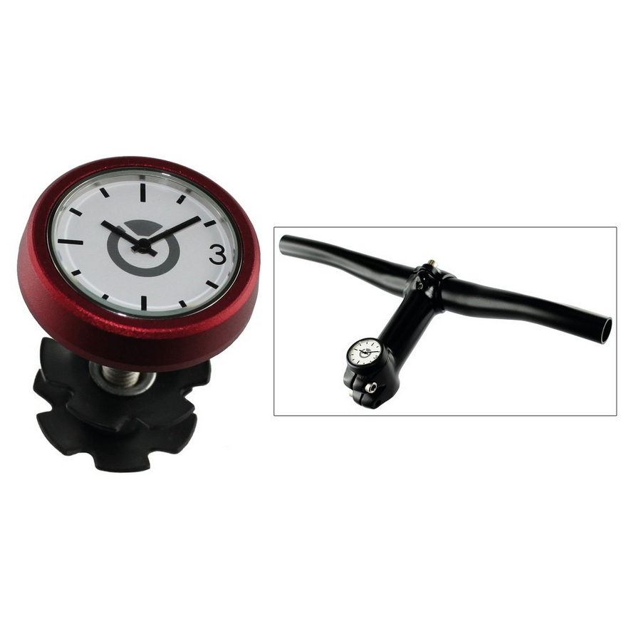 Ahead top cap 1-1/8'' headset with analogue clock red