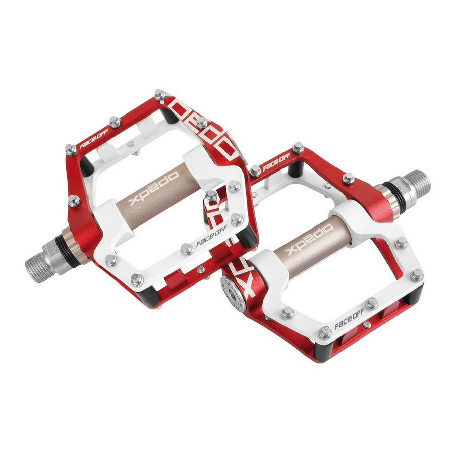 mtb-pedal face off 18 9/16'' red/white aluminum 6061 cnc