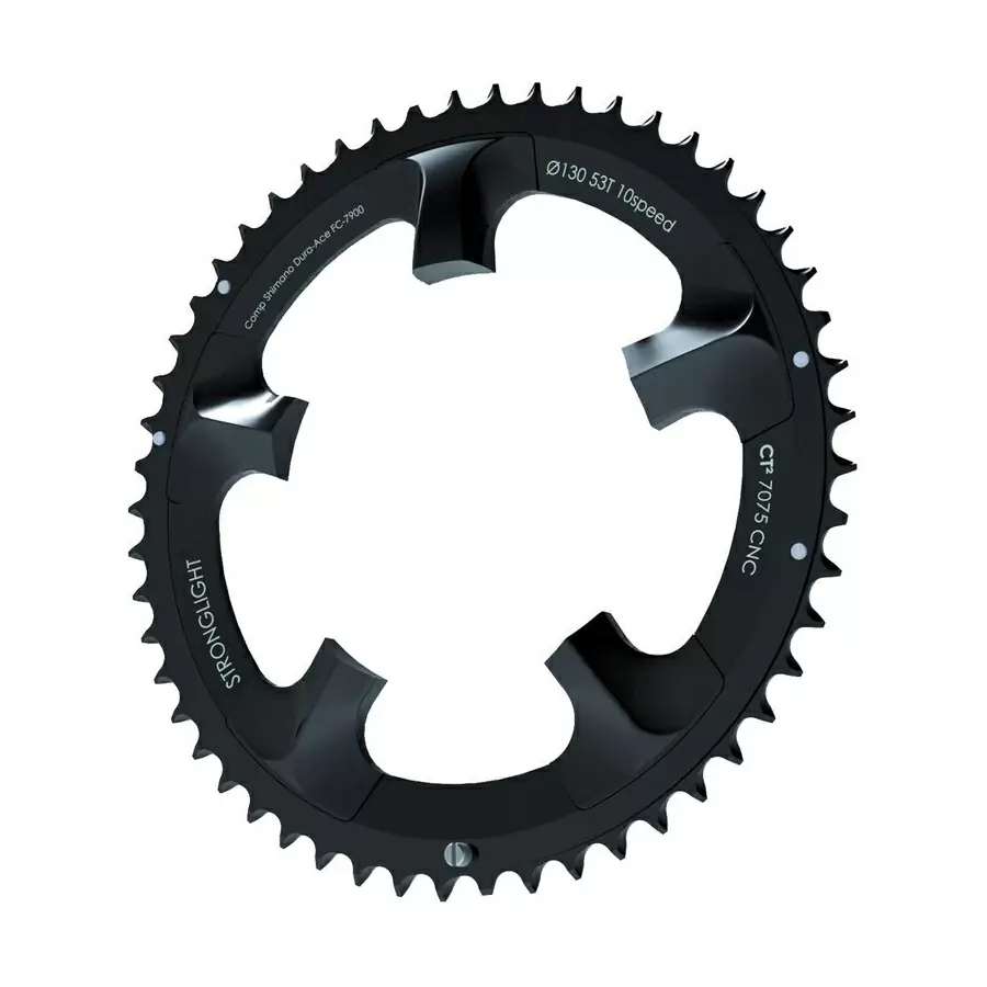 Corona dura ace 130mm esterna 53 denti alluminio nero ct² - image