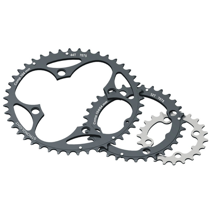 Plateau vtt 104/64 type xc e extérieur 44 dents 7075-t6 aluminium noir