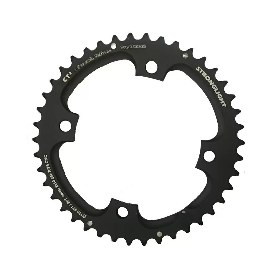 chain ring outdoor 120/80 for sram 2x10 42 teeth (29) 7075 t6 aluminum black - image