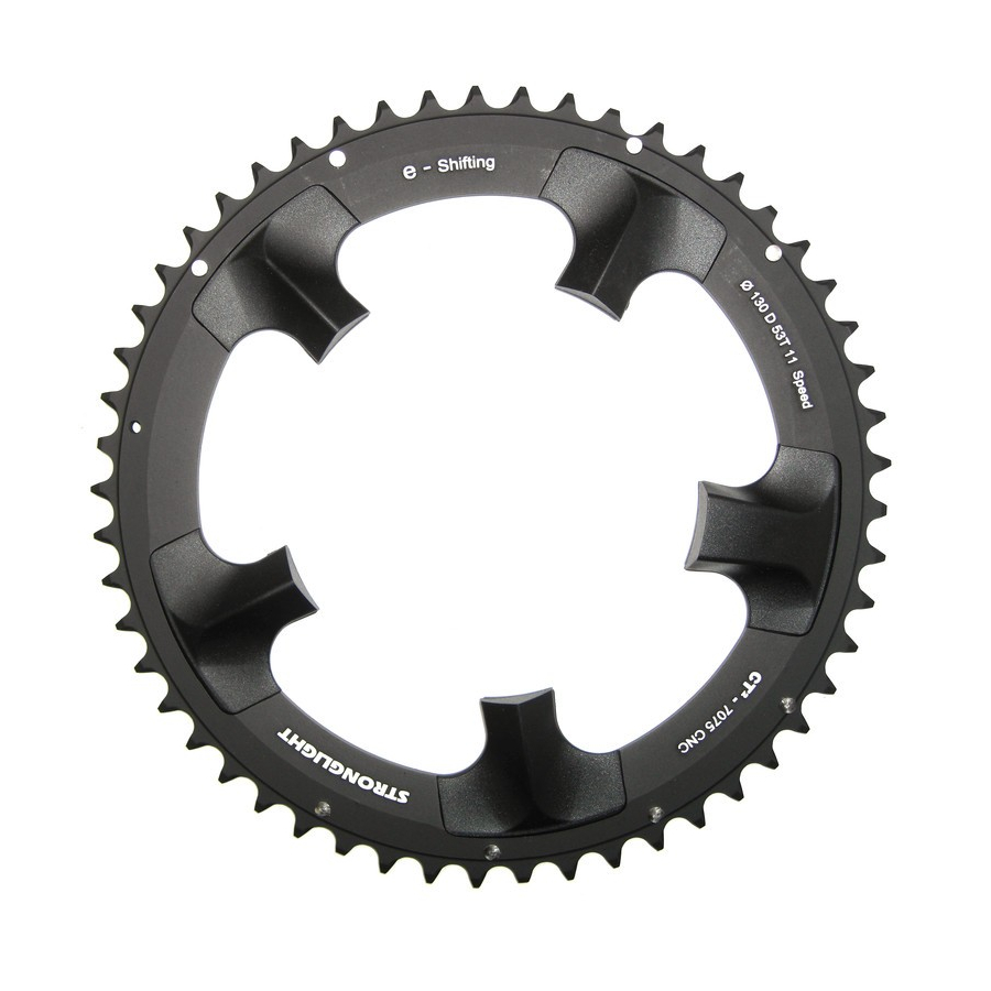Corona e-shifting dura ace 130mm esterna 53 denti alluminio nero