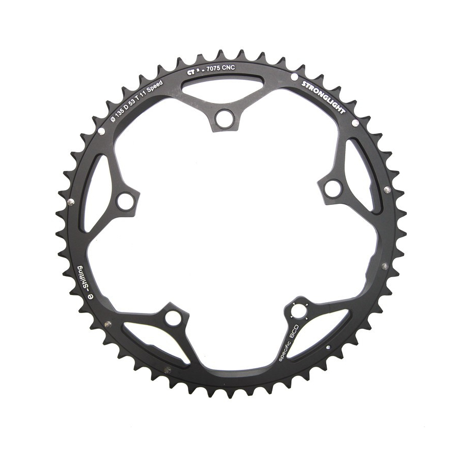 Chain ring e-shifting 135d Campagnolo outside 53 teeth aluminum black