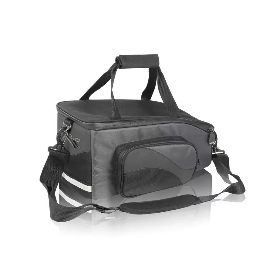 bolsa bagageira traseira ba-s47 com placa adaptadora preta - image