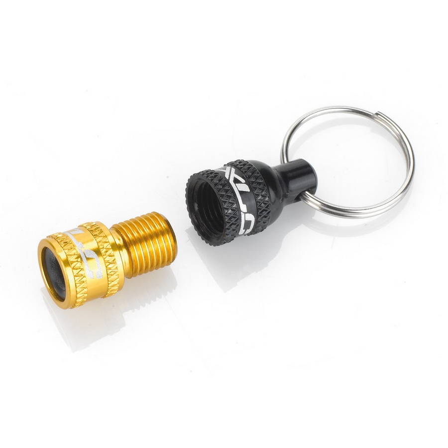 Adaptador de válvula incluye llavero AV en DV/SV negro/dorado