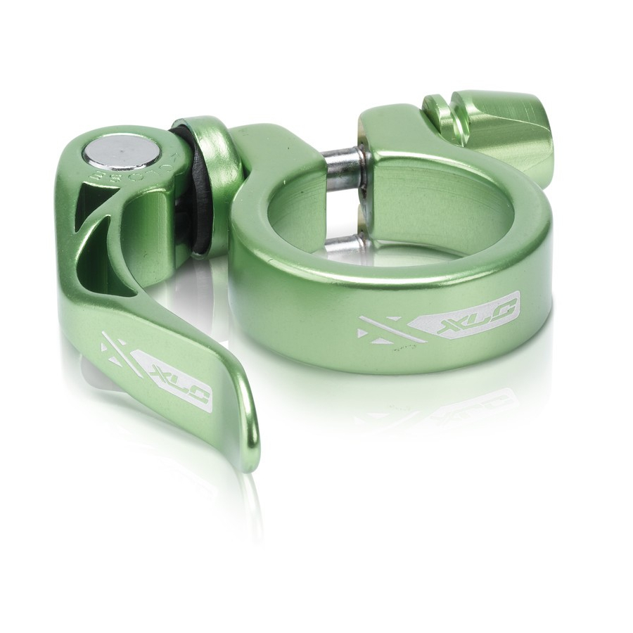 Seat post clamping ring PC-L04 31.6mm lime coloured with quick release