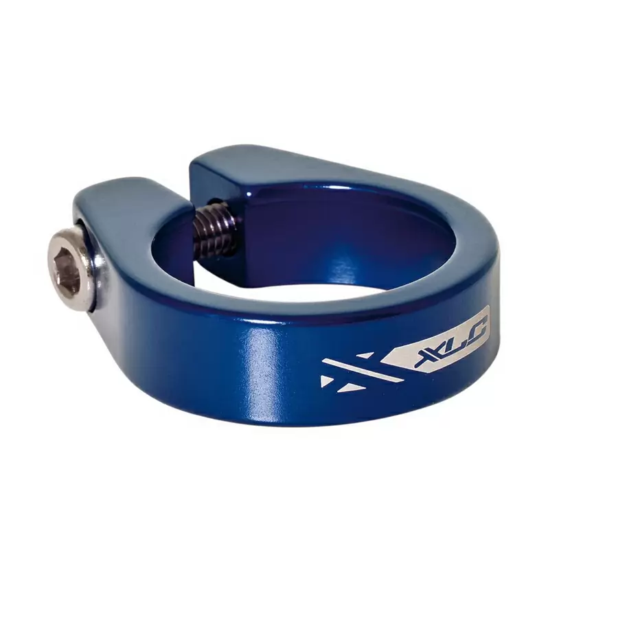 Seat post clamping ring PC-B05 31,6mm aluminium with socket screw blue - image